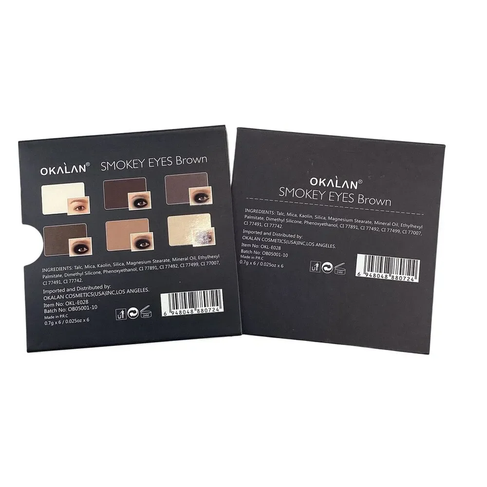 Okalan Smokey Eyes Brown 6 Shade Eyeshadow Palette Mirror Applicator